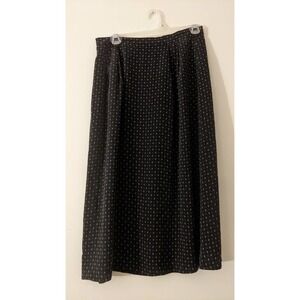 Talbots Black Patterned Silk Midi Skirt, Size 8